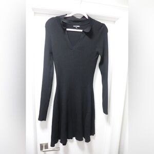 Black Long Sleeve A-Line Dress